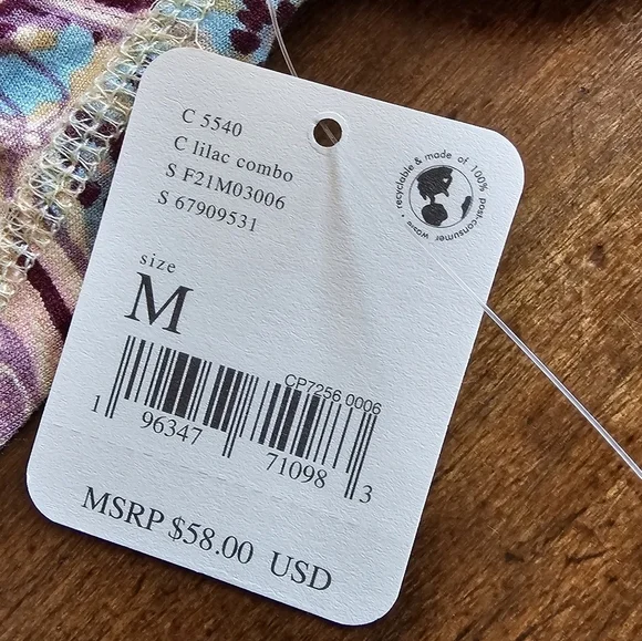 Free People Printed Heather Halter Top In Lilac Combo Size M - Picture 16 of 17